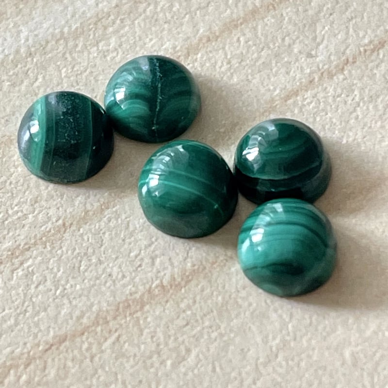 マラカイト10石セット 天然石ルース ラウンド5mm カボション