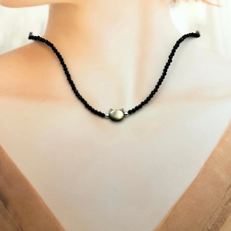オブシディアンねこのネックレス ～2,222円～