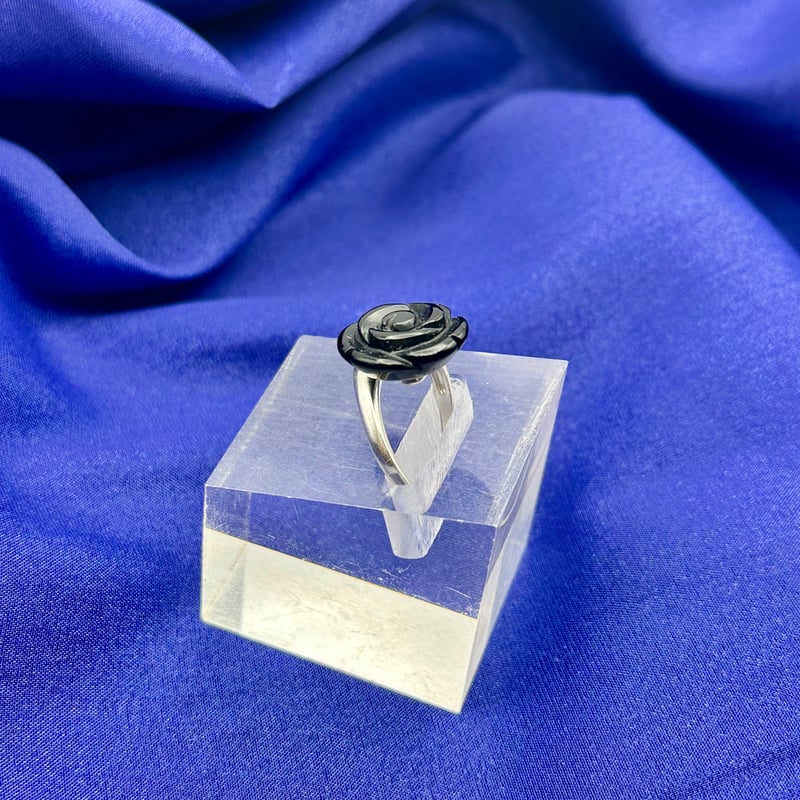 黒薔薇リング｜天然石オニキス薔薇フリーサイズ指輪 | ジュエリー春日