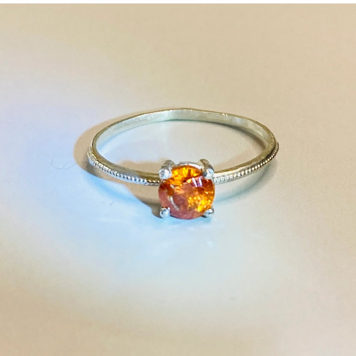 スファレライト 一粒リング/ミル打ちデザイン | ジュエリー春日