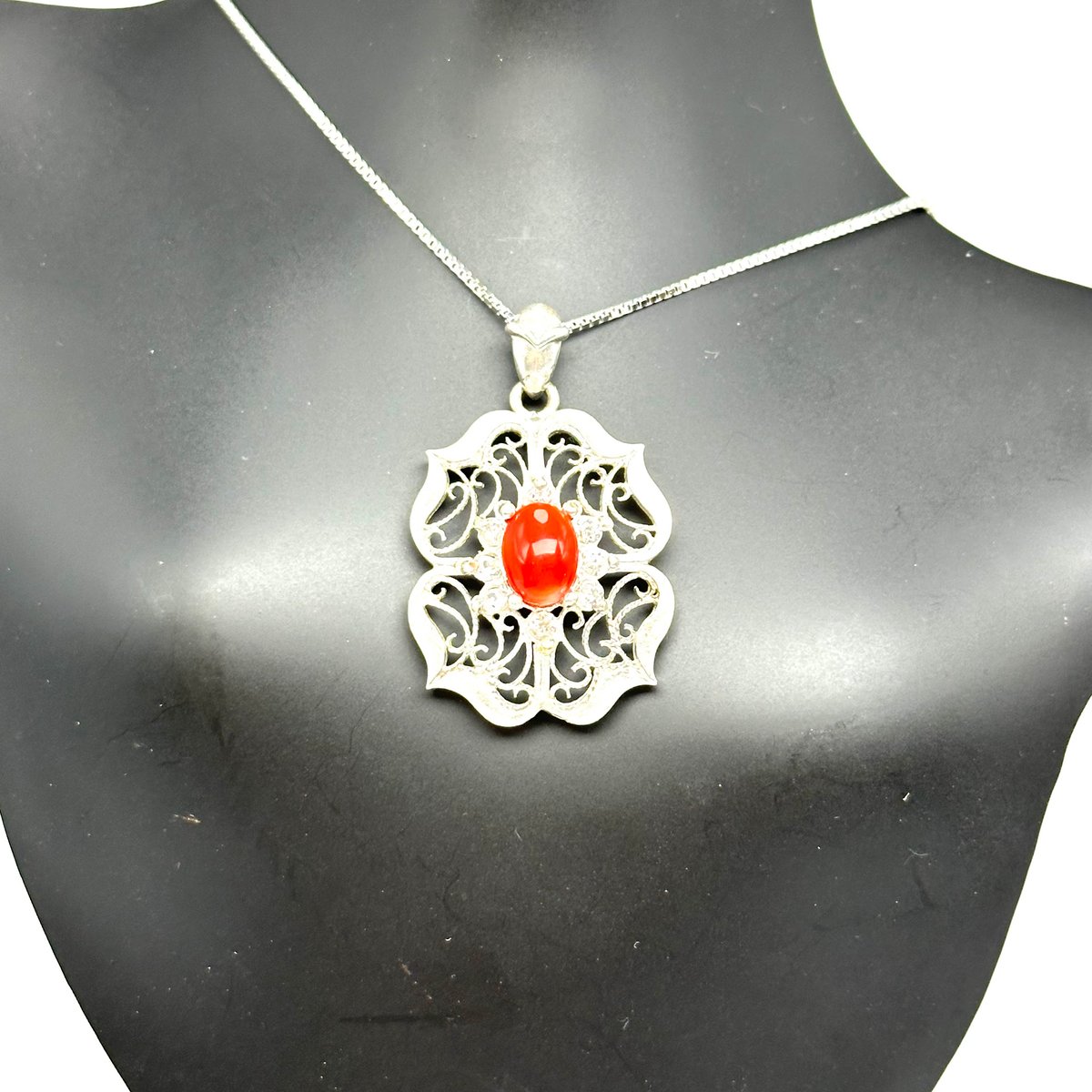 展示品】唐草模様ネックレス｜赤珊瑚｜奈良県ふるさと納税認定品  