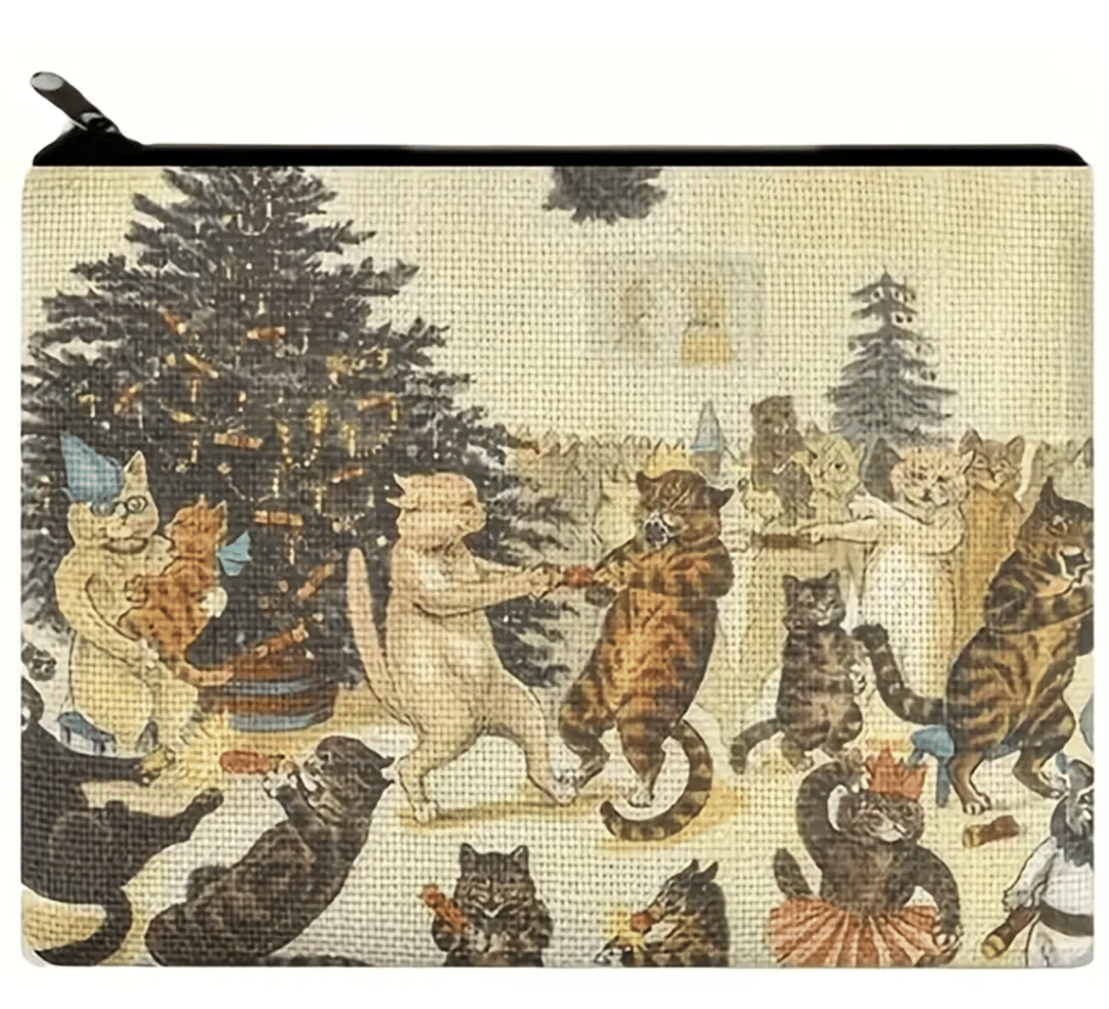 絵画 。壁掛け絵【猫ちゃんたちの幸せなクリスマスパーティー】04 猫の画家ルイス・ウエイン ポーチ｜楽しい猫のクリスマス・パーティ