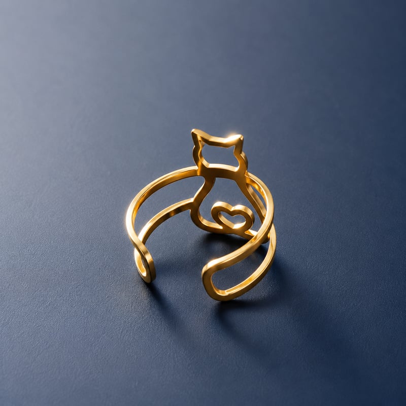 猫フリーサイズリング｜大人のためのシンプル猫アクセサリー