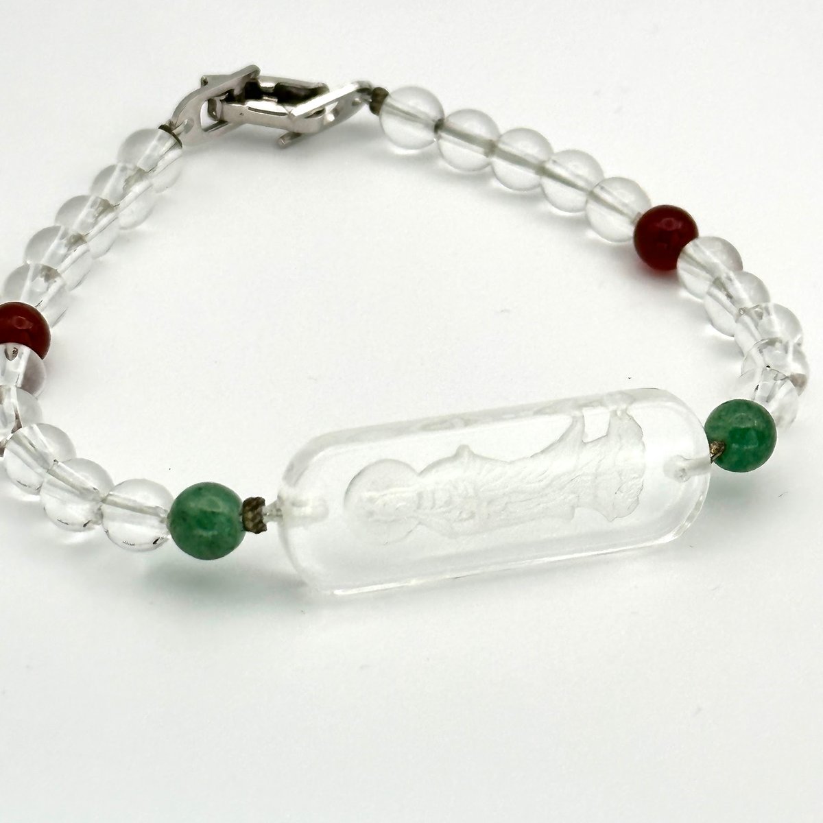 水晶プレート 天然水晶聖観音刻ブレスレット | ジュエリー春日