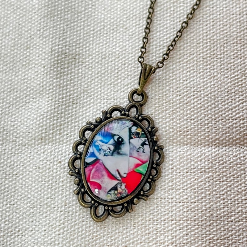 ☆美品☆シャガール/ステンドグラス/村通りでの結婚/アンティーク/送料