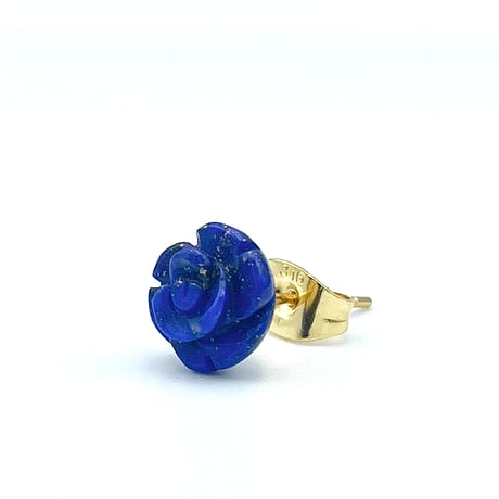 【アレルギー対応】天然石薔薇ラピスラズリのスタッドピアス