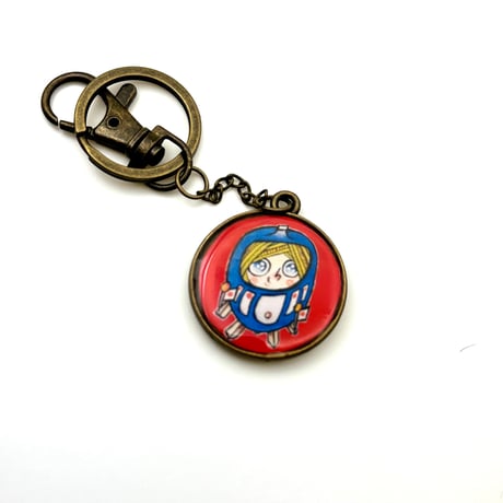 保守派の推し活に｜両面《日本国旗 青ダルマ》現代画家ザビちゃんコラボ キーホルダー