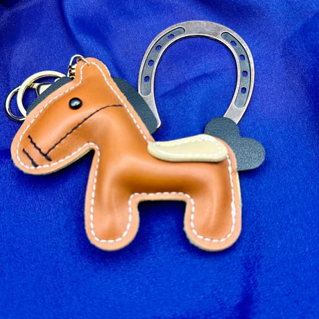 【セット販売】レザー馬キーチェーン＆メタルミニホースシュー｜幸運セット