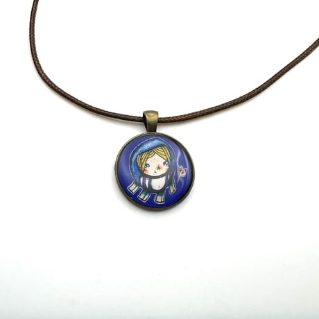 【受注生産】　保守派の推し活に｜《青ダルマ》現代画家ザビちゃんコラボネックレス｜ユニセックス