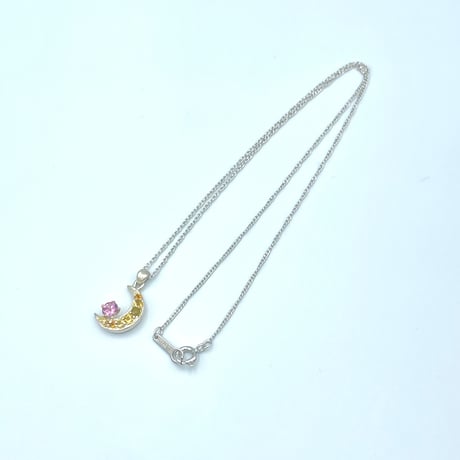 【1月誕生石】月と太陽のネックレス/マラヤガーネット