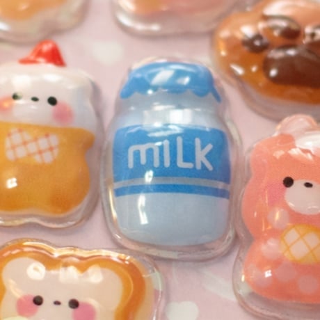 立体シール くまさんとパン ドロップシール 3Dシール ぷくぷくシール
