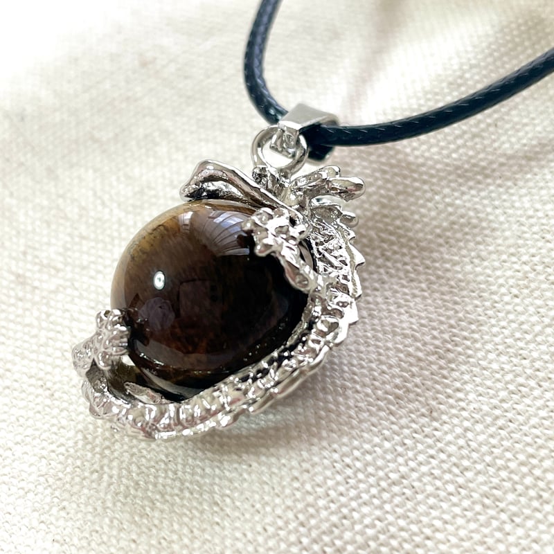 龍眼守り」タイガーアイ・ドラゴンネックレス（15mm） | ジュエリー春日