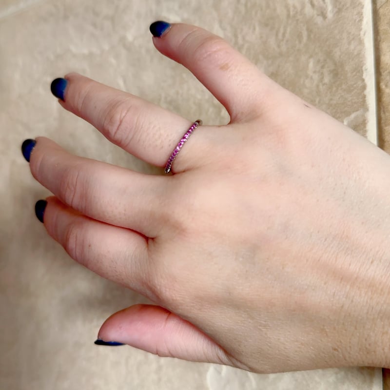 9月誕生石 ピンクサファイアリング｜ハーフエタニティ×シルバー925