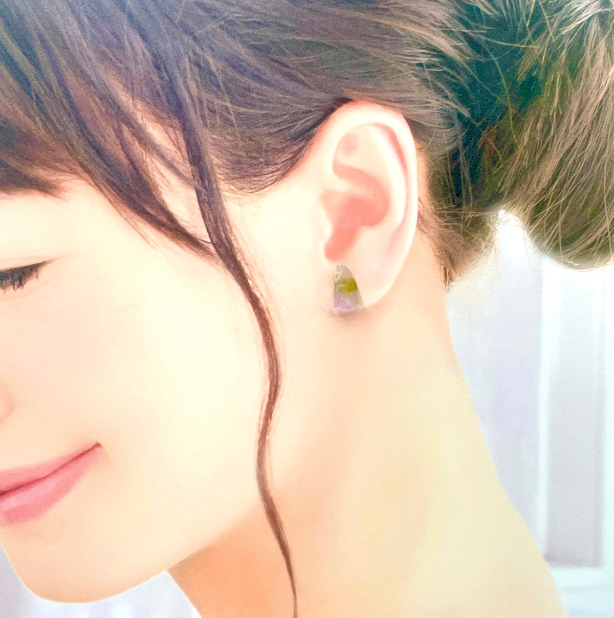 No774 蛍石風 3色グラデーション ピアス