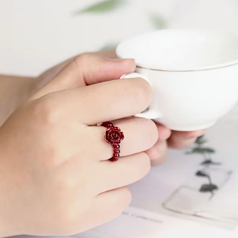 ガーネット天然石ビーズリング｜辰砂の薔薇 | ジュエリー春日