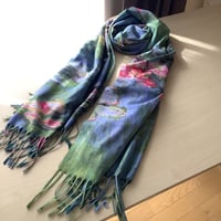 モネの両面柄ストール カシミヤ風マフラー/《睡蓮》《日傘をさす女性》/世界の名画