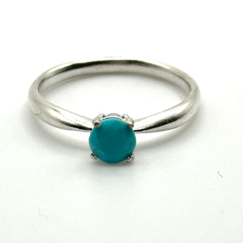 超希少】ターコイズ ラウンドブリリアントカット 一粒リング