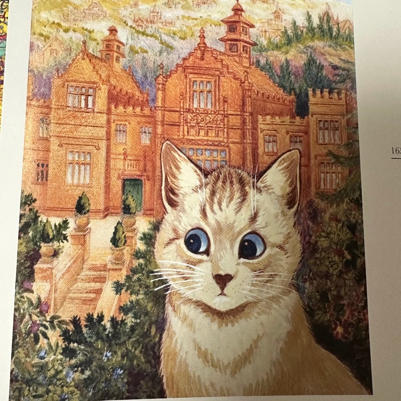 猫の画家ルイス・ウエイン「白猫とオレンジの教会」/アンティーク調