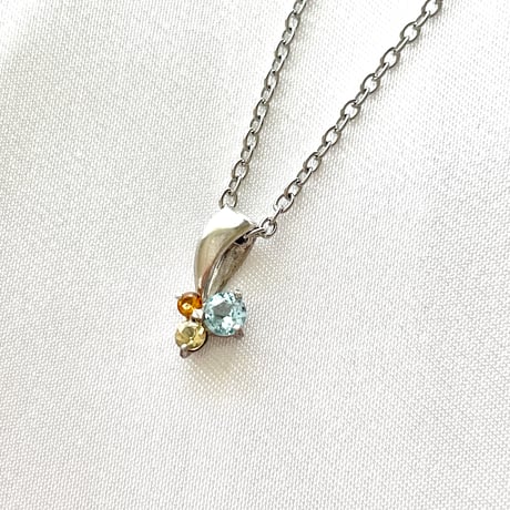 【11月の誕生石】3石ネックレス/ブルートパーズ・シトリン