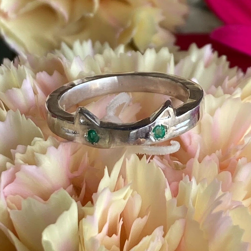 【5〜17号】猫の目リング/エメラルド 5〜17号】猫の目リング/エメラルド