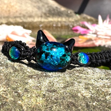 NO 460レジンヘアゴムブローチハンドメイド猫と少女