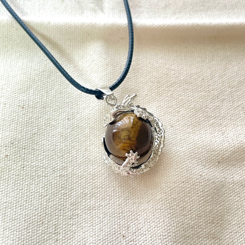 龍眼守り」タイガーアイ・ドラゴンネックレス（15mm） | ジュエリー春日