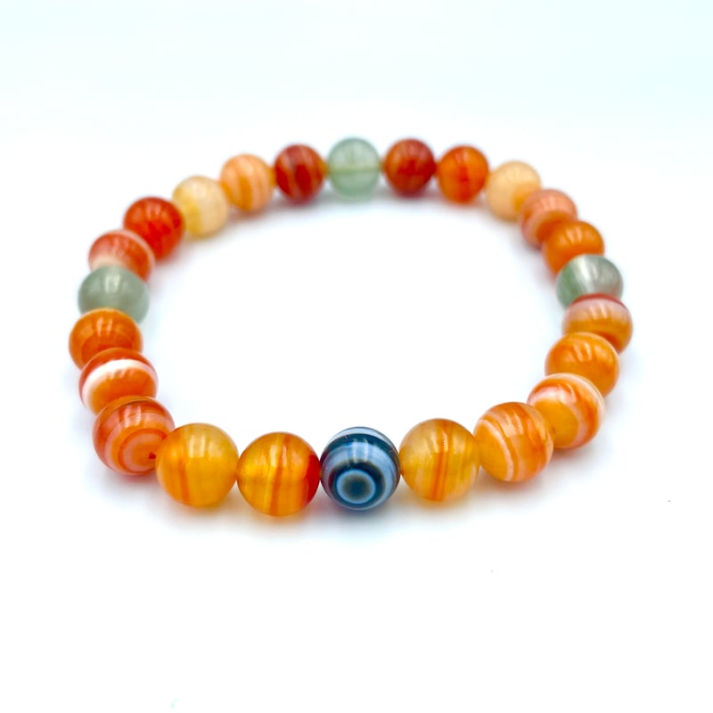 サードオニキス（縞瑪瑙/メノウ）の天然石ブレスレット/レッドアゲート