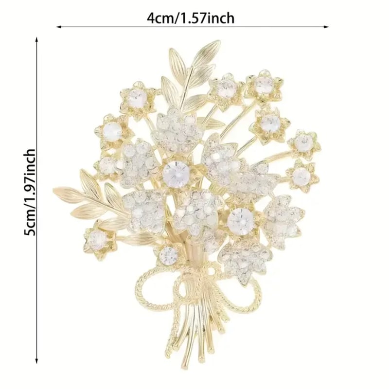ゴールド花束ブローチ ラインストーン 上品 セレモニーアクセサリー