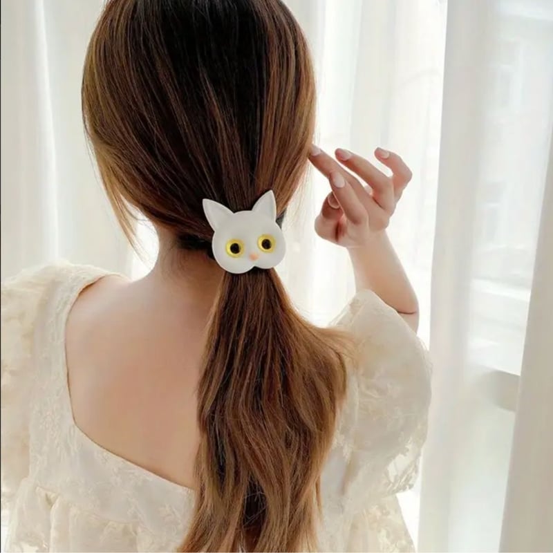 にゃんこヘアゴムセット（白猫×黒猫）｜親子でお揃い・猫好きさんに