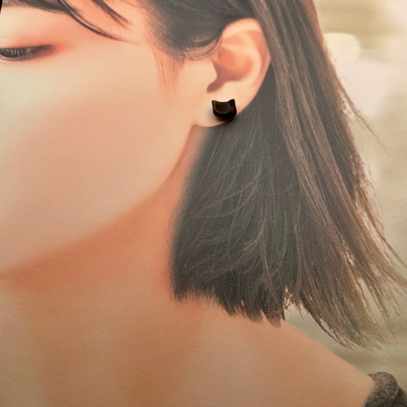 じばにゃん❤️ブルーオブシディアン ダイヤカット 14kgfピアス じば