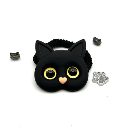 黒猫シュシュ ヘアゴム  髪飾り – にゃんともキュート！