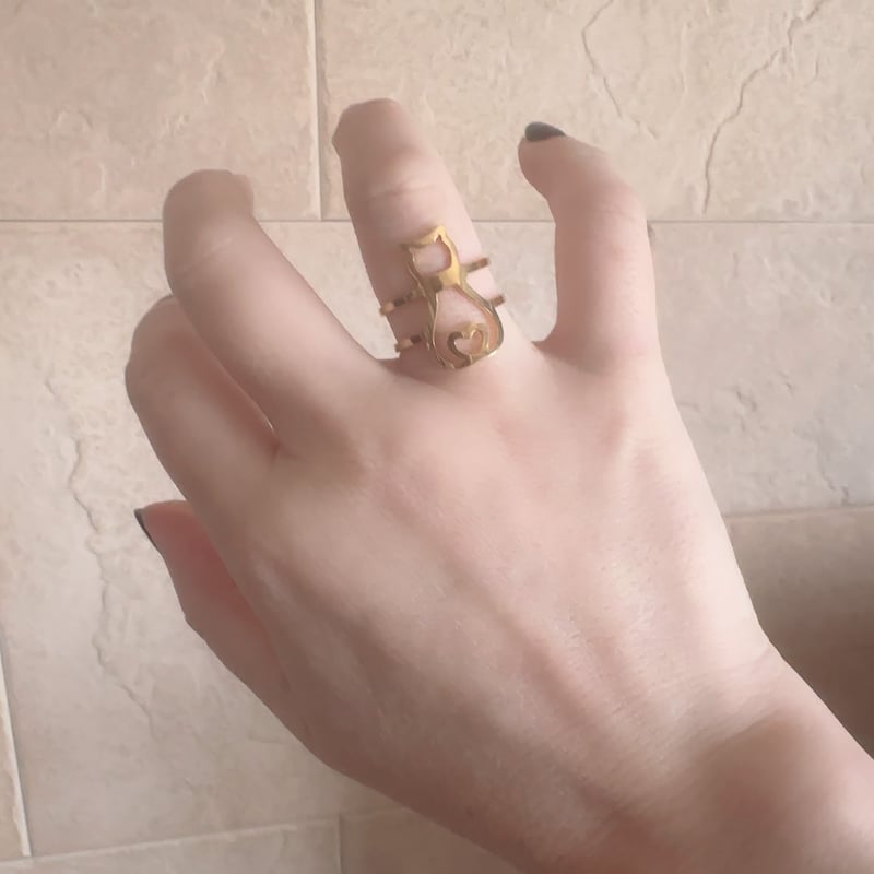 猫フリーサイズリング｜大人のためのシンプル猫アクセサリー