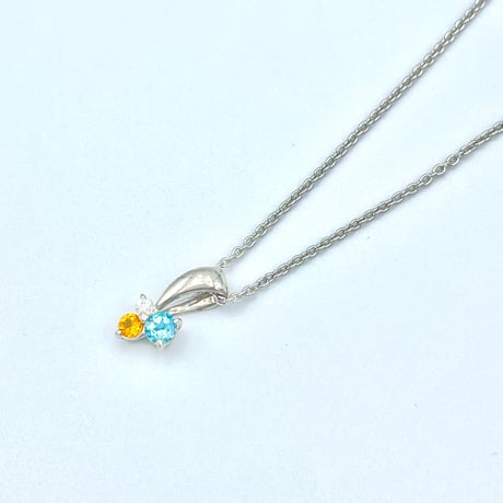 【11月の誕生石】3石ネックレス/ブルートパーズ・シトリン