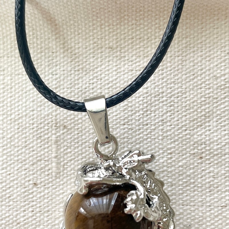 龍眼守り」タイガーアイ・ドラゴンネックレス（15mm） | ジュエリー春日