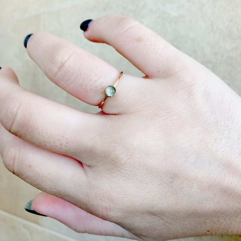 6カラットup!ムーンストーンキャッツアイ k18リング ムーンストーン