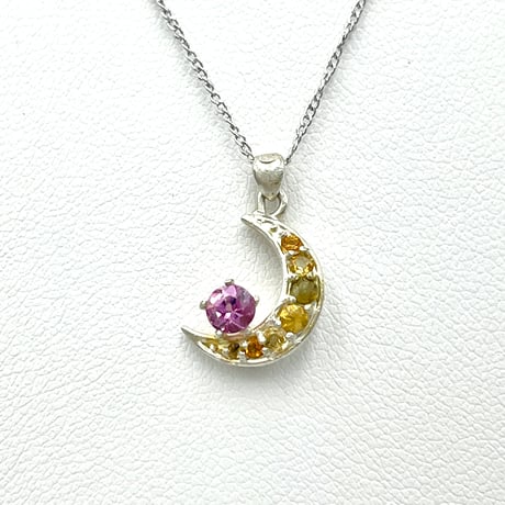 【1月誕生石】月と太陽のネックレス/マラヤガーネット