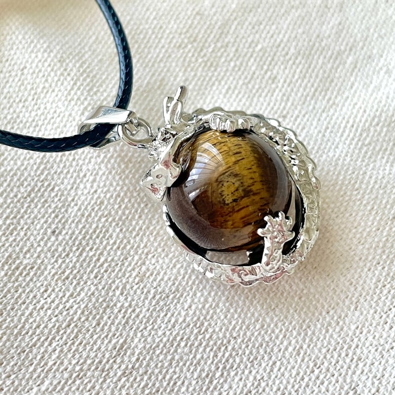 龍眼守り」タイガーアイ・ドラゴンネックレス（15mm） | ジュエリー春日