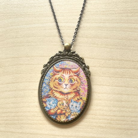 猫の画家ルイス・ウエインの猫の家族アンティーク調ネックレス