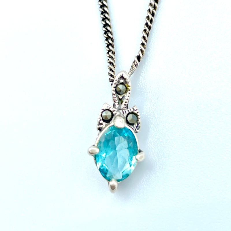 アンティーク調デザイン ブルートパーズ /SVネックレス | ジュエリー春日