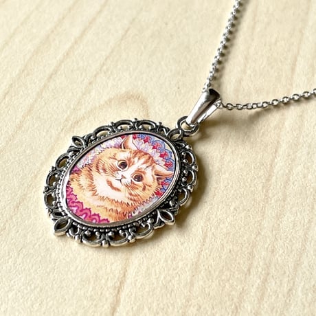 猫の画家ルイス・ウエインの猫の絵/アンティーク調ネックレス