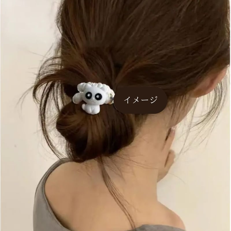 白猫ヘアゴム2個セット｜ぷっくりフェイスの可愛いペアアクセ