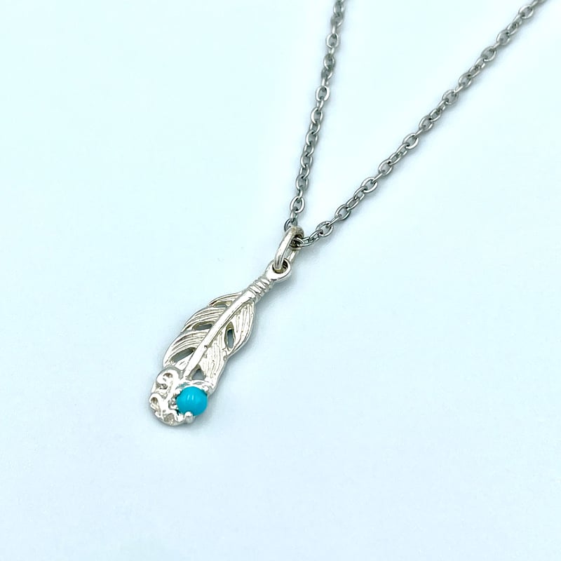 12月誕生石】ターコイズ ミニ フェザーネックレス | ジュエリー春日
