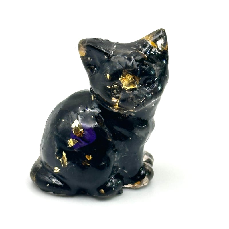 黒猫　石材彫刻品 彫刻置物】福ねこ /黒曜石 | ジュエリー春日