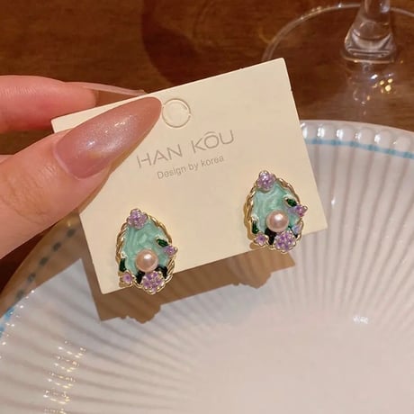 モネの庭風 フラワーガーデンピアス