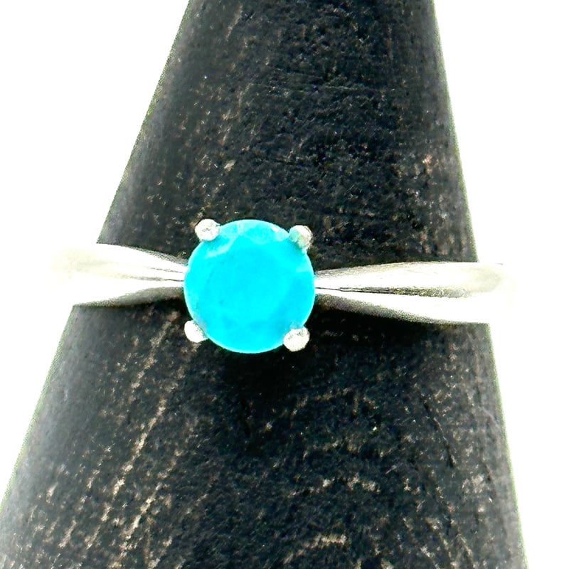 超希少】ターコイズ ラウンドブリリアントカット 一粒リング