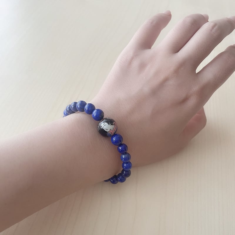 和風天然石ペイントブレスレット/ラピスラズリ/花魁 おいらん 和風天然石ペイントブレスレット/ラピスラズリ/花魁 おいらん