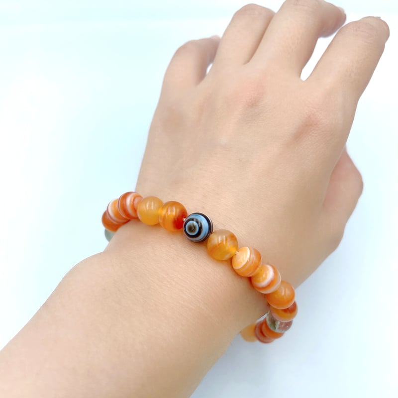 サードオニキス（縞瑪瑙/メノウ）の天然石ブレスレット/レッドアゲート