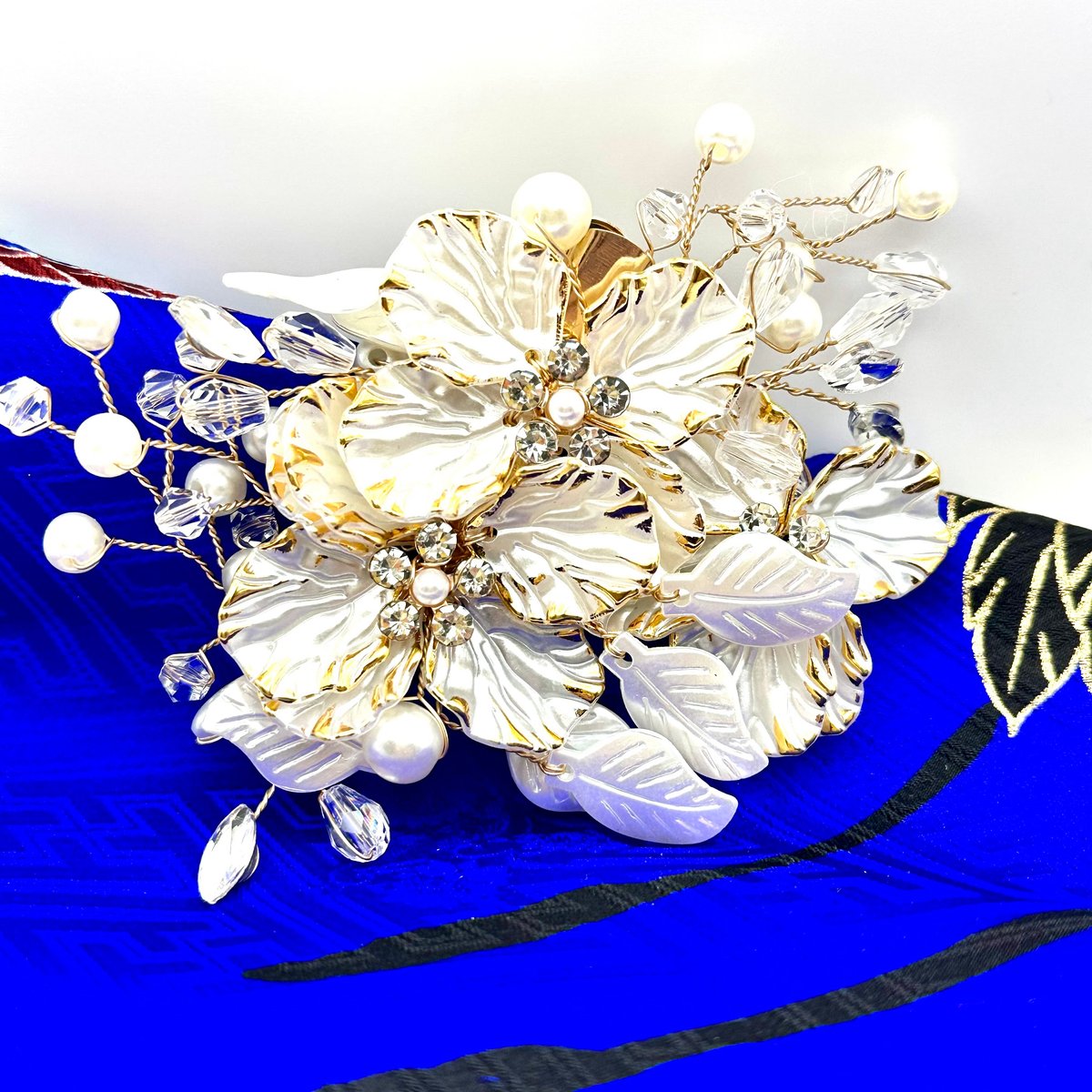 完売964 ヘアクリップ ハンドメイド ヘアアクセサリー フラワー パール