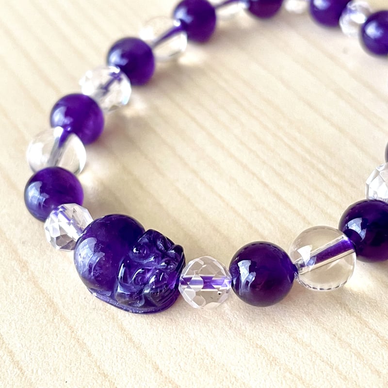 天然石ブレスレット/貔貅（ヒキュウ）付きアメジスト | ジュエリー春日
