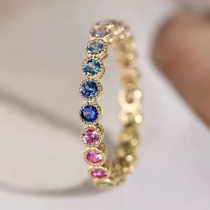マルチカラーストーン エタニティリング｜指元を彩るカラフル